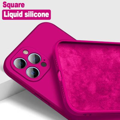 China NEW 2022 Square Shockproof Liquid Silicone Phone Case For iPhone 11 12 13 Pro Max Mini XS XR X 7 8 Plus SE 2020 Coque Case Shockproof for sale