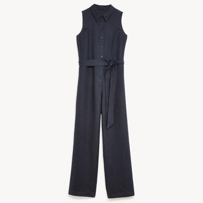 China New Fashion Breathable Sleeveless Leg Sheer Canvas Belted Overalls for sale