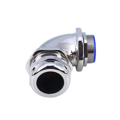 China Waterproof IP68 Metal Cable Socket Part Seal Firmly 90 Degree Elbow PG Wire Cable Glands For Wiring for sale