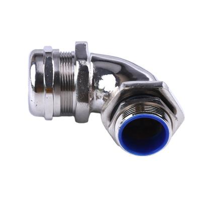 China Right Angle Protection IP68 Cable Socket Part Seal Firmly 90 Degree Metal Flexible Waterproof Cable Gland for sale