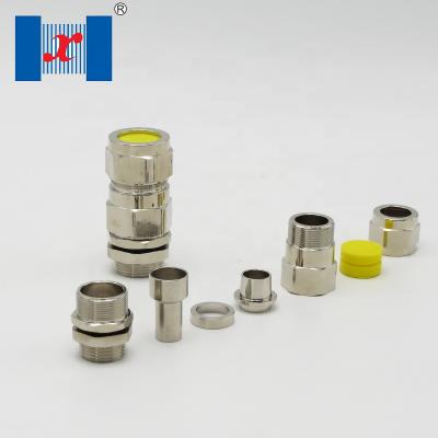 China Shield Single Cable M20*1.5 Compression Cable Gland HX-EX-3 Explosion Proof Nickel Plated Brass Armored Cable Gland for sale