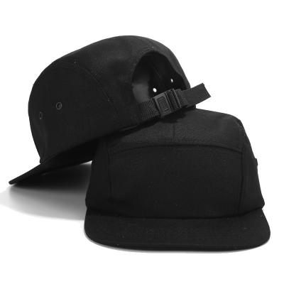 China breathable & Waterproof Premium Custom Your Own Design Black Camp Hat Plain Cotton 5 Panel Hat 100% White for sale