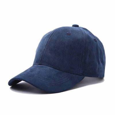 China breathable & High Quality Waterproof Custom Your Own Design Suede Baseball Cap Plain 6 Panel Baseball Cap Navy Blue Hat for sale