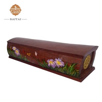 China American Traditional Style Good Quality China MDF Casket With Decoration for sale