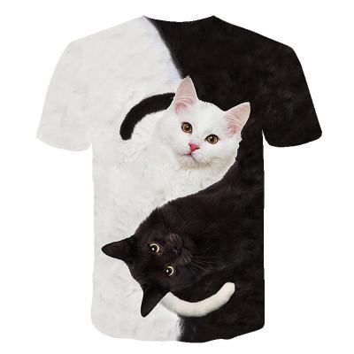 China New Design 3D Digital Printed Cute Cat T-shirt Oversized Anti-wrinkle Sublimation Printing Men 3d for sale