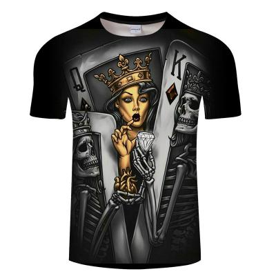 China New Design 3D Digitally Printed Poker Game T-shirt Oversized Sublimation Anti-wrinkle Printing Men 3d for sale