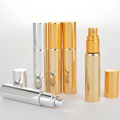 China Sale 10ML Portable UV Glass Refillable Perfume Bottle Cosmetic Empty With Aluminum Atomizer Free Custom Logo for sale