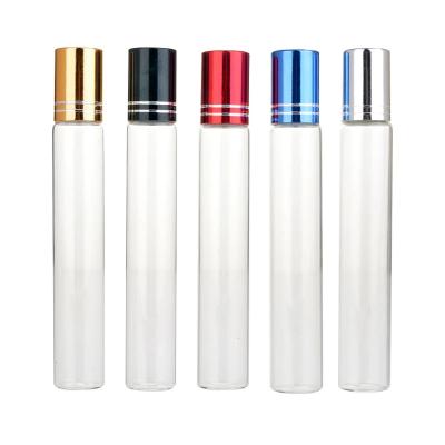 China Cosmetic Free Custom Logo 15ml Refillable Mini Glass Perfume Bottle With Roll On Empty Essential Oil Case Eye Cream Vial for sale