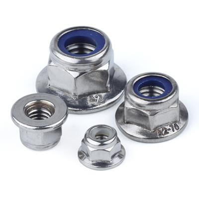 China Heavy Industry Customized DIN 6926 Stainless Steel Self Locking Nut Collar Insert Hex Flange Nut Black Nylon M6 M7 M8 M10 M12 for sale