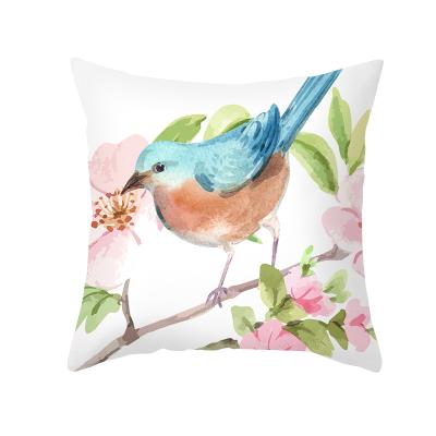 China Promotions Nondisposable Custom Printed Flower Birds Throw Pillow Case Polyester Cushion Cover 45*45cm With Invisible Zipper for sale