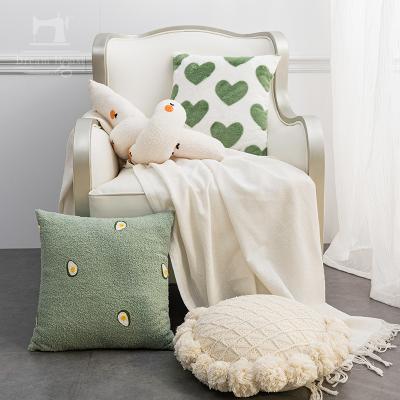 China JHS Cushion Cover Plush Heart Pillow Case Anti-static Cool Green Avocado Green Decorative Pillowcase For Life for sale