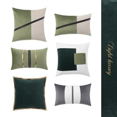 China Nondisposable European Style Patchwork Green Colors Throw Decorative Waist Pillow Case Life Sofa Cushion Covers for sale