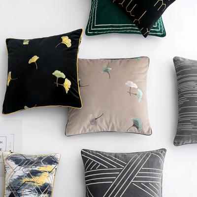 China High-grade luxury flannel anti-pilling cushion cover decorative embroidery tile shape for sofa home decor for sale