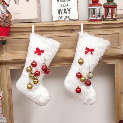 China Christmas of Burr Warm Navidads Sublimate Ornaments of wool support personalization bump white wool Christmas stockings for sale