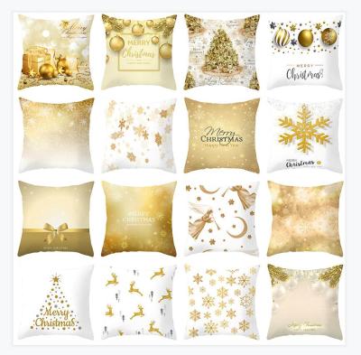 China Nondisposable Christmas Printed New Design Christmas Tile Cases Cushion Cover Gold For Christmas Decoration for sale