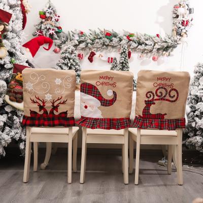 China Fashion wholesale cheap high quality canvas embroidery christmas decorative chair cover for home decoration for sale