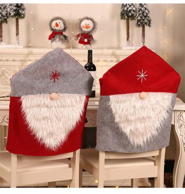 China Fashion New Arrival Soft Plush Santa Claus Handmade Christmas Chair Back Cover Decoration for sale