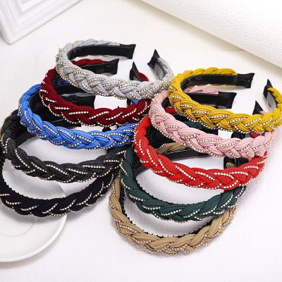 China Daily Life Hair Bands Yiwu Factory Wholesale New Design Braided Hair Wrap Small Beads Covered Headbands Price for sale