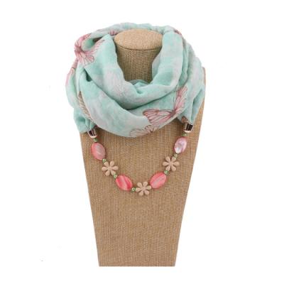 China Environmentally Friendly Materials Jewelry Accessories Chiffon Women Necklace Scarf Jeweled Cotton Hanging Scarf for sale