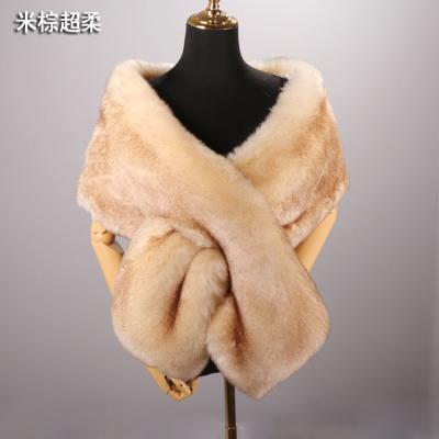 China Luxury Party Faux Fur Scarves Large Winter Women Bestselling Faux Fur Scarves Warm Wearing Type Mixed Colors Fur Collar Shawls for sale