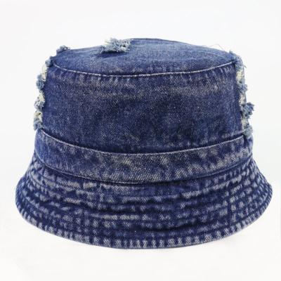 China 2021 New Arrival Distressed Vintage Wide Brim CIA Women/Men Bucket Hats Stylish Outdoor Hot Sale Jean Denim Fisherman Bucket Hats For New York for sale