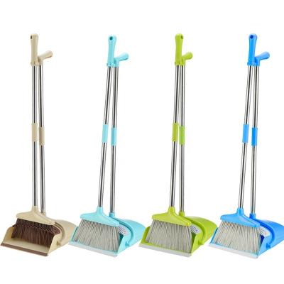 China Household Cleaning Good Quality Household Folding Plastic Broom And Dustpan Set With Long Handle for sale