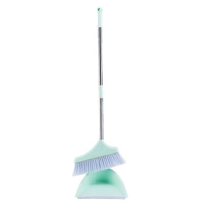 China Household cleaning dustpan cleaning broom combined with long handle upright bracket up the dustpan broom set for sale