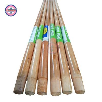 China Viable Wholesale Wooden Handle Bamboo Broom Floor Cleaning Brush Sticks Varnished Wooden Handle for sale