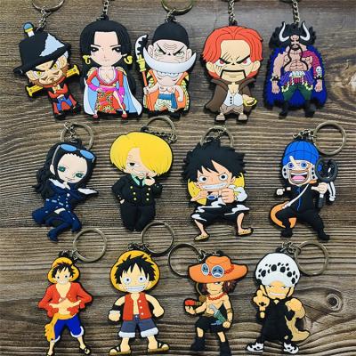 China 3D Decoration Silicone PVC Cartoon Figure Chopper Key Chain Luffy Keyring One Piece Car Key Key Chain Pendant High Quality for sale