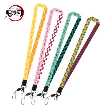 China POLYESTER Anime Lanyard Keychains Demon Slayer Kimetsu No Yaiba Blade of the Ghost Vintage Key Chains for Women Girl Cosplay Jewelry Gift for sale