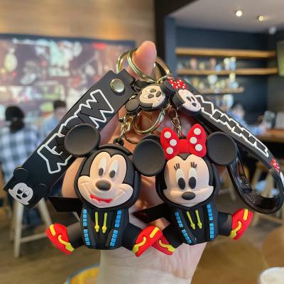 China 2022 new cute rubber hoodie mickey Minnie cartoon doll head chain bag pendant personalized lovers Valentine's Day gift for sale