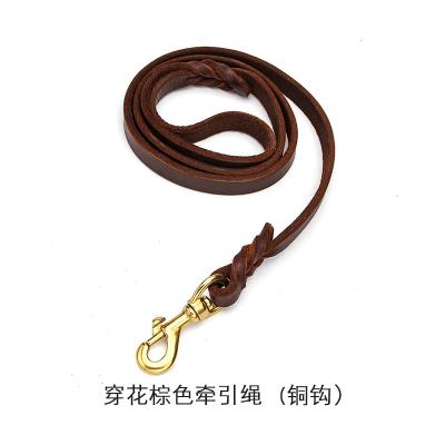 China Durable Cowhide Pet Leash Leather Customize For Medium And Large Dog Golden Retriever Pet Chain Outdoor for sale