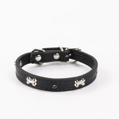 China Popular Pet Viable Products Amazon Bone Pet Collar Pu Dog Collar Cat Collar Pet Jewelry Adjustable for sale