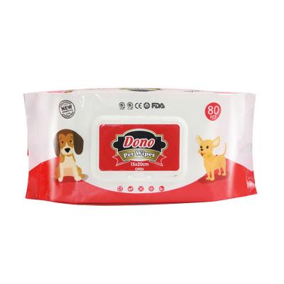 China Sustainable Cat Dog Wipes Cleaning Pet Wipes Summer Dog Supplies 80 Pieces Universal for sale