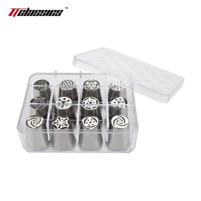 China Hotel Kitchen DIY Household Goods 12 transparent boxes, world-cover and drawer-type cartons, three-dimensional butter baking cake piping nozzles. for sale