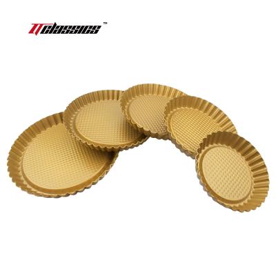 China Hotel Household Goods Honeycomb Chrysanthemum Round Solid Pizza Jam Gold Nonstick Aluminum Pie Baking Dish 6 -10 Inch Household Goods. for sale