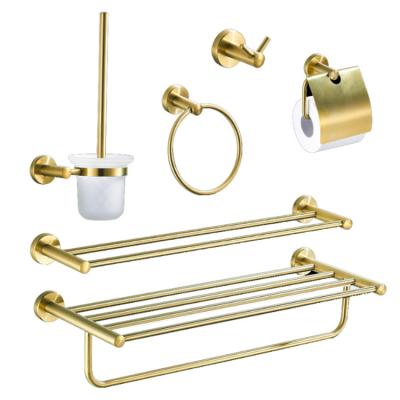 China Modern Brushed Gold Stainless Steel Wall Mounted Bathroom Accessories Accessory Set for sale