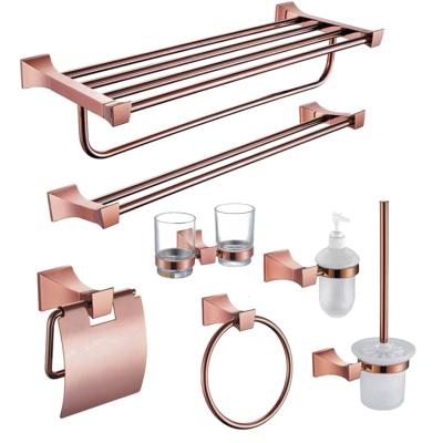 China Sustainable Rose Gold Wall Mounted Bath Fittings Bathroom Accessories And Hardware Luxury Set for sale