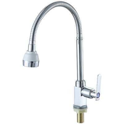 China Thermostatic Faucets 304 Stainless Steel Pull Out Single Cold Chrome Plated Kitchen Sink Faucet for sale