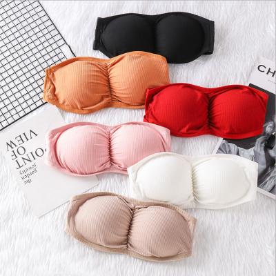 China 2021 hot sale seamless 100% cotton strapless bra with sponge pad for girls for sale