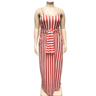 China Sleeveless Breathable Colorful Striped Summer Plus Size Woman Dress for sale