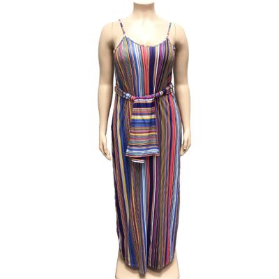 China Breathable Colorful Striped Summer Sleeveless Plus Size Dress Skirts For Woman for sale