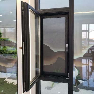 China Swing 36 x 72 Black Aluminum Casement Window With Screen for sale