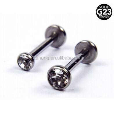 China Titanium Internally Threaded Piercing Jewelry Jeweled G23 Monroe Stud Titanium Disc Lip Bar Body Jewelry for sale