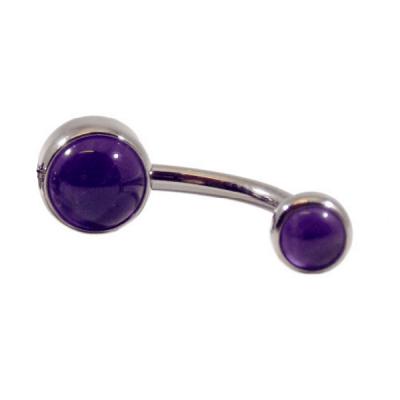 China ASTM F136 ASTM F136 Titanium Internal Threaded Belly Ring Navel Curve Bar with Bezel Set Cabochon Amethyst Stone for sale