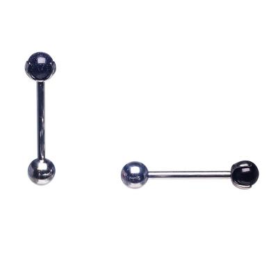 China Titanium Titanium Internal Threaded Piercing Straight Barbell With Prong 3 Set Blue Goldstone Ball for sale