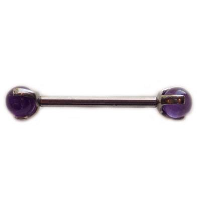 China Titanium 3 Fork Set Amethyst Balls Titanium Nipple Internally Threaded Piercing Barbell for sale