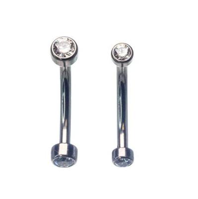 China Titanium 16G Titanium Internally Threaded Curved Barbell Microbar With Bezel Set Crystal Gem Discs for sale