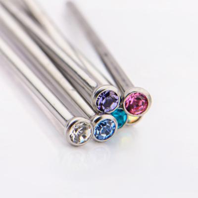 China Bezel-Set G23 Titanium Titanium Jeweled Fishtail Pin Stud Nose Piercing Jewelry for sale