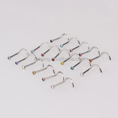 China G23 Titanium Solid Titanium Nose Stud With 2mm Press Fit Gem for sale